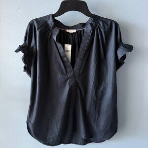 Anthropologie The Tatum Flutter-Sleeve Blouse by Pilcro:  Poplin Edition, NWT